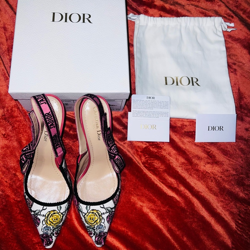 Dior J'Adior Floral Print Slingback Pumps